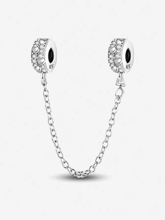 1 PC Fashionable Sparkling Love Zirconia Chain Beads Charm Suitable For Bracelets DIY Women's Jewelry