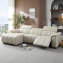 Wall-Hugger Reclining Sofa Modern Electric Control Genuine Leather L Shaped Couch,Lounge Seat Theater Seating Furniture With USB Port, Sofa With Headrest & Footrest For Living Room,Apartment,Office-2707 - Multicolor - View 8