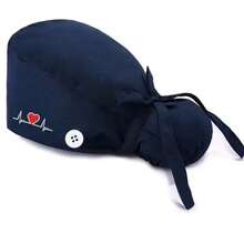 1pc Nurse Cap/Hat With Heart & Electrocardiogram Embroidery Design, Solid Color - Multicolor - View 2