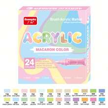 Bộ 24 bút vẽ acrylic chuyên nghiệp màu da và màu bánh macaron, khô nhanh và không lem, lý tưởng cho vẽ graffiti tự làm, nhiều lớp màu với độ che phủ cao, thích hợp làm quà tặng tựu trường, có thể dùng trên áo phông/giày vải/cốc, vẽ ngoài trời, đồ thủ công, đồ dùng học tập, hội họa, bộ văn phòng phẩm bút dạ. - Nhiều màu - Xem 16