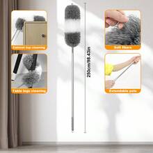 Microfiber Dusting Kit With Extendable Pole, Telescopic Duster Brush, Electrostatic Duster Brush, No Power Required, Suitable For Living Room, Bedroom, Bathroom, Kitchen Cleaning, Ceiling Fan, Furniture, Car, Wall, Floor - Multicolor - View 15