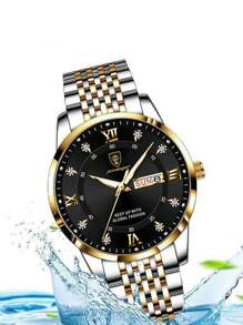 50M Waterproof Watch Real Brand POEDAGAR Classic Round Stainless Steel Men Watch Dual Date English Day Display Luminous Japan Imported Quartz Automatic Movement Built-In Long-Life Battery Luxury Gift Brothers Business Partners Fathers Men's Birthday Exam Back To School Essentials