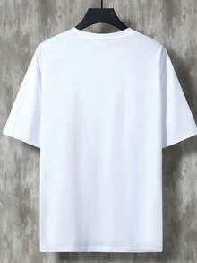 playeras de hombre,Camiseta masculina casual con estampado de cabeza de esqueleto de dibujos animados - manga corta y cuello redondo en verano, informal, simple, poliéster - Blanco - Ver 2