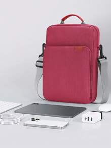 13-Inch Polyester Merlot IPad Sleeve, Solid Color Compatible With Ipad Tablet, Lightweight Portable Shoulder Messenger Bag, Large Capacity For Travel, Office, Commuting, Shockproof