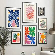 1 pieza/Set de 3 Póster de Matisse Hojas de coral Flores Planta abstracta Pintura en lienzo Arte de pared nórdico Impresiones Imagen para decoración del hogar Sin marco Marco literario Vintage
