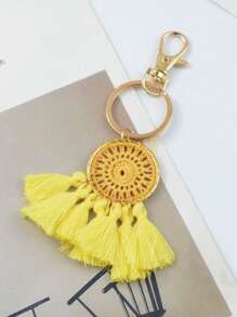 Bohemian Style Tassel Pendant Macrame Pendant Zinc Alloy Keychain Charm Car Hang Decoration Charm Bag Pendant Charm Headphone Case Pendant Charm Holiday Atmosphere Pendant Charm Holiday Decoration Small Gift