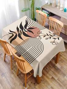 1pc Boho Style Plant & Floral Pattern Printed Tablecloth, Modern Polyester Rectangle/Round Water Repellant Tablecloth, Digital Printing For Living Room, Outdoor Dining Table, Small Round Table,Fall Decor,Autumn Decor,Room Decor - Multicolor - View 15