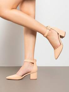 Womens Court Shoes Elastic Ankle Straps - Albaricoque - Ver 2