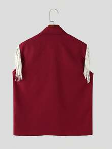 INCERUN Men Button Sleeveless Star Tassels Patchwork Holiday Shirt Casual Loose Tops Gothic Punk Summer Blouse - Red - View 4