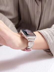 Kompatibel mit, 1 Stück junges & modisches universal Damen Armband mit stylischem, lässigem Luxus-Abaloneperlen-Herzanhänger, irisierend, glitzernd, verstellbares, weiches, modisches pinkes Lederarmband kompatibel mit Smart Watch Ultra3/2/1 SE S10/S9/S8/S7/S6/S5/S4/S3/S2/S11 Serien 38mm 40mm 41mm 42mm 44mm 45mm 49mm, Smartwatch Armband Zubehör, Geschenk für Freundinnen, Freunde, Familie