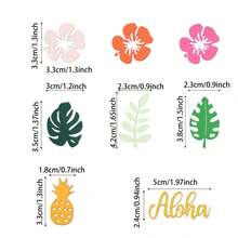 100pcs Summer Leaf & Flower Paper Confetti, Mixed Sequin & Letter Decor, Party Theme Decoration Supplies - Multicolor - View 8