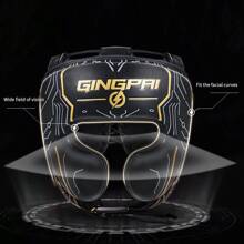 GINGPAI Professioneller Boxhelm mit Vollschutz, MMA Kopfschutz mit Schnürung für Erwachsene, Taekwondo Trainings-Kopfschutz, Ultrafaser-Leder