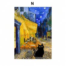 1pc/3PCS Funny Art Matisse Monet Black Cat Van Gogh Sunflowers Canvas Painting Posters And Prints Wall Pictures For Living Room Decor Frameless Literary Frame Vintage 2025 Best Selling Halloween Decorative Paintings, Easter Decorative Paintings, Warm Impression Canvas Paintings, Living Room Decorative Paintings Bedroom Decoration Frameless Paintings With Framed Paintings, Simple Art Paintings - Multicolor - View 21