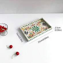 1 buah Baki Penyimpanan Berhias Motif Kerang Warna-warni, Panjang 9,84 Inci, Baki Mosaik Buatan Tangan untuk Camilan, Kacang-kacangan, Penyimpanan Dapur, Dekorasi Rumah - MultiWarna - View 7