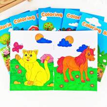 Paquete de 6 libros para colorear infantiles - Temas de animales de granja/cuidado de la piel y maquillaje, libros para colorear de juegos de fiesta, dibujos animados, entrenamiento de habilidades motoras finas, juegos de unir puntos para colorear, adecuado para niños de 3 a 5 años, regalo de regreso a la escuela, recuerdos de fiesta, regalo diario