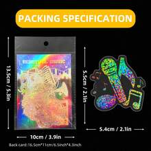 50/100pcs Music Holographic Stickers, Transparent Stickers, Suitable For Arts & Crafts, Music Note Laser Stickers, Can Be Used For DIY Scrapbooking, Diaries, Water Bottles, Laptops, Phone Cases, Back To School Essential - Multicolor - View 4