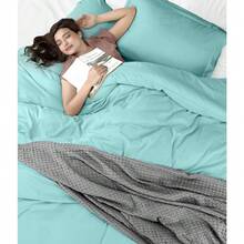 Bedding Duvet Cover Queen Size - 3 Piece With Zipper Closure - 1 Comforter Cover 90X90 Inches & 2 Pillow Shams 20X26 Inches (White) Comforter Not Included - Spa Blue - View 7