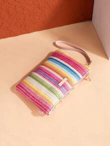 Mini Straw Beach Bag, Women's Spring Summer New Unique Shoulder Crossbody Bag - Multicolor - View 4