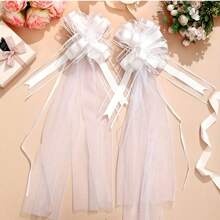 10/5/1 Conjunto Decoração de Tule de Borboleta para Casamento, Laço Grande Branco com Decoração de Tecido Branco Transparente, Adequado para Corredor da Igreja, Decoração do Carro de Casamento, Laço Grande para Chá de Panela, Aniversário, Aniversário de Casamento
