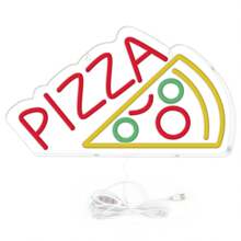 FOMZZE Neon-Schild mit Pizzaform, zur Pizzaladen-Dekoration, Pizzaform-Neonbeleuchtung, Pizza LED-Neonlichter, geeignet für Restaurant, Küche, Geschäft, Party, Geschenk, USB-Lampe kompatibel mit Laptop
