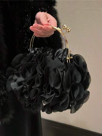 Women's Floral Satin Evening Clutch Bag, Party Prom Handbag Shoulder Bag