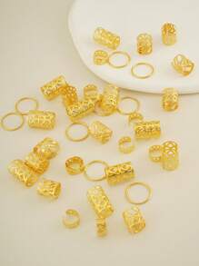 40 Stücke/Set Vintage Cut Out Haaringe, Haarmanschetten aus Legierung, Haarspangen mit Schlaufen, Haraccessoires, Sommerschmuck für geflochtene Haare