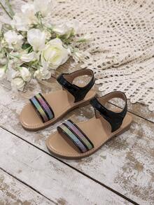 Rose Gold Fashion Beach Sandals For Girls - Black - View 4