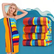 1pc Super Soft Microfiber Beach Towel, Water-Absorbent Quick-Dry Anti-UV Adult Beach Towel With Rainbow Pattern, For Travel, Swimming Pool