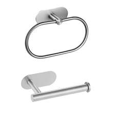 4pcs Stainless Steel Towel Ring Set, Towel Bar, Bathroom Towel Rack, Toilet Paper Holder, Suitable For Home & Bathroom