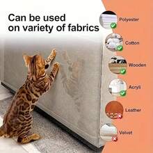 1pc PVC Cat Scratch Furniture Protector - Protects Sofa From Cat Claws, Transparent Flexible Plastic Protective Film, Single-Sided Sticky Anti-Scratch Training Tape - Easy To Apply - Clear - View 6