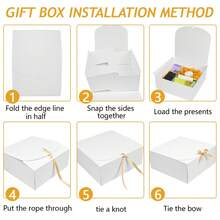 10 件白色带盖礼盒，散装带盖礼盒，求婚盒配丝带，适合伴娘、婚礼、生日、派对和其他庆祝礼物、情人节、返校 - 白色 - 查看 11