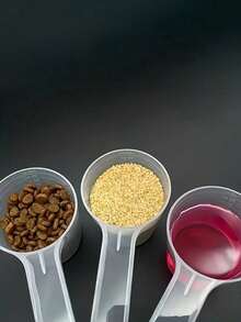 1pc Transparent Pet Feeding Spoon With Scale, Plastic Dog/Cat Food Portion Scoop - Multicolor - View 3