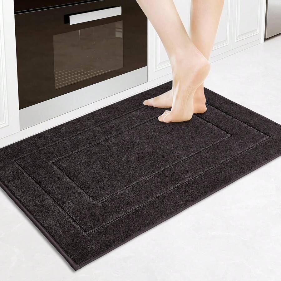 Machine Washable Kitchen Runner Rug 24" X 59", Non-Slip/Skid Hallway Runner Rug, Super Absorbent Soft Area Rug For Kitchen, Hallway & Laundry, Brown - Charcoal - View 1