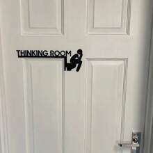 1pc Modern Metal Toilet Door Sign – 'Thinking Room' Wall Mount Sculpture, Decorative Door Frame Pendant, Home Decor Artwork Room Decor Bedroom Decor Wall Decor