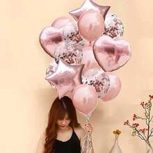 一套成人生日派对装饰气球，玫瑰金数字铝箔气球，包含18岁、21岁、30岁、40岁、50岁、60岁生日派对用品，圣诞主题