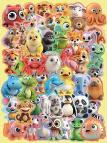 50pcs Cartoon Animal Sticker Set For Decorating Water Bottle, Skateboard, Laptop, Phone Case, Luggage, School Supplies, Waterproof DIY, Gift
