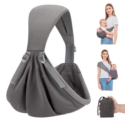 Portabebés, apto desde recién nacido hasta niño pequeño, ajustable de un solo hombro, tela ligera y suave transpirable, soporte para los hombros, apto para bebés de 6-40 libras, fácil de llevar