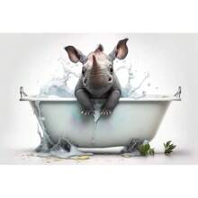 1pc Wall Arts Posters Cute Animals Baby In Bathtub Posters Elephant Panda Duck Prints Canvas Painting Bath Wall Art Picture For Living Room Home Decor Canvas, Frameless