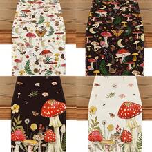 Caminho de mesa de outono com flores silvestres em preto/branco, decoração sazonal de mesa de jantar para cozinha, primavera e verão, para decoração de festas em casa - Multicolorido - Ver 2