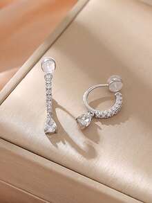 1 对时尚锆石水滴夹式耳环，适合女士，假软骨穿孔首饰 - 無耳洞水滴耳夾 - 查看 4
