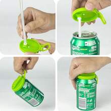 1pc Soda Can Lids With Straw,Silicone Straws Soda ​Can Covers,Straw Soda Can Lid, Reusable For Can Covers For Soda, Beverage, Juice,Seltzer, Back To School Supplies - Multicolor - View 3