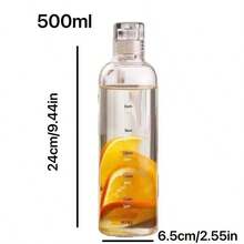 1 Pc High Quality Time Scale Design Shockproof Portable Drinking Cup/Water Bottle, Suitable For Outdoor, Office, Camping, Home And School - Large Capacity Unisex Cup 500ML With Car Cup Holder, Transparent Plastic Leakproof Water Bottle