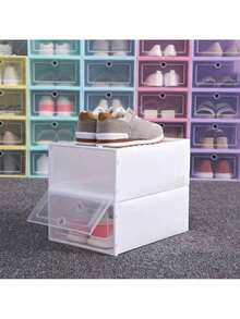 6-Piece Plastic Shoe Box, Transparent Foldable Shoe Storage - 彩色 - 查看 5