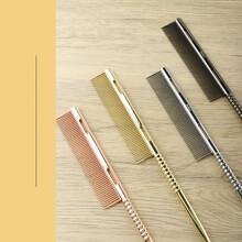 1pc New Electroplated Pointed Tip Aluminum Hair Comb, Women Hair Dyeing Sectioning Teasing Salon Hairstyling Brush, Heat Resistant Anti-Static Comb With Spiral Non-Slip Handle And Fine Teeth, Back To School, Travel Holiday Essentials, Hair Accessories For Women, Brush, Detangling Brush, Ball Brush, Mini Hair Brush Set, Wooden Comb, Hair Brush, Hairdressing Equipment, Hairstyle, Hairdressing, Hair Brush, Brush Hair Brush Set, Comb Hair, Comb For Curls, Detangling Brush, Hair Brush For Women, Barber Accessories, Barbershop, Hairdressing Equipment