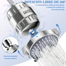Skbe Cabezal De Ducha Regadera Para Baño 5 Modo Alta Presión Con 2 Filtro Ducha Color Plateado - Plateado - Ver 3