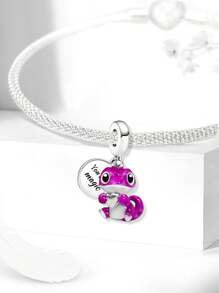 1 pièce Breloque mode en argent sterling 925 en forme de cœur et de lézard, adapté aux bracelets, bracelets et bijoux pour femmes. Idéal pour la confection de bijoux et l'assortiment de tenues quotidiennes pour les filles.