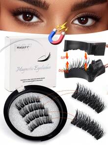 MAGEFY 1Pair Magnetic Eyelash Kit With Magnetic Clips - Natural Looking Reusable False Eyelashes ,Waterproof, 8-12mm Faux Mink Lashes For Everyday Wear, Waterproof,Comic Eyelash Glue Free, Elongated Eye Tail Enlarges Both Eyes,Fluffy Slim For Everyday Use Manga Eyelashes,Summer Travel Essentials 2025, Holiday Gift Guide,Beach Vacation, Camping Trip,Gift For Women&Girls - Lông mi  mắt mèo - Xem 1