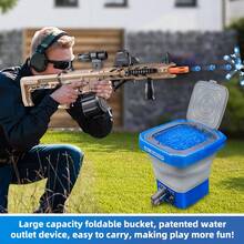 CiJL 2026 Foldable Gel Balls Blaster Ammo Bucket, Portable Blaster Toys Accessories, Gel Gun Toys Ammo Container With Quickly Load Gel Balls Design, Large Capacity Tub For Holds 20,000+ Gel Balls (7-8mm) - Màu xanh lam - Xem 7