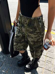 Quần lửng denim ống rộng thắt eo họa tiết rằn ri dành cho nữ, kiểu dáng mùa hè năng động. - Nhiều màu - Xem 6