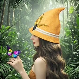 1 pièce Chapeau décoratif avec plume brune inspiré de la nature, convient comme accessoire de costume, pour la scène, le cosplay, Halloween, la décoration de carnaval, aimé des adultes et des enfants